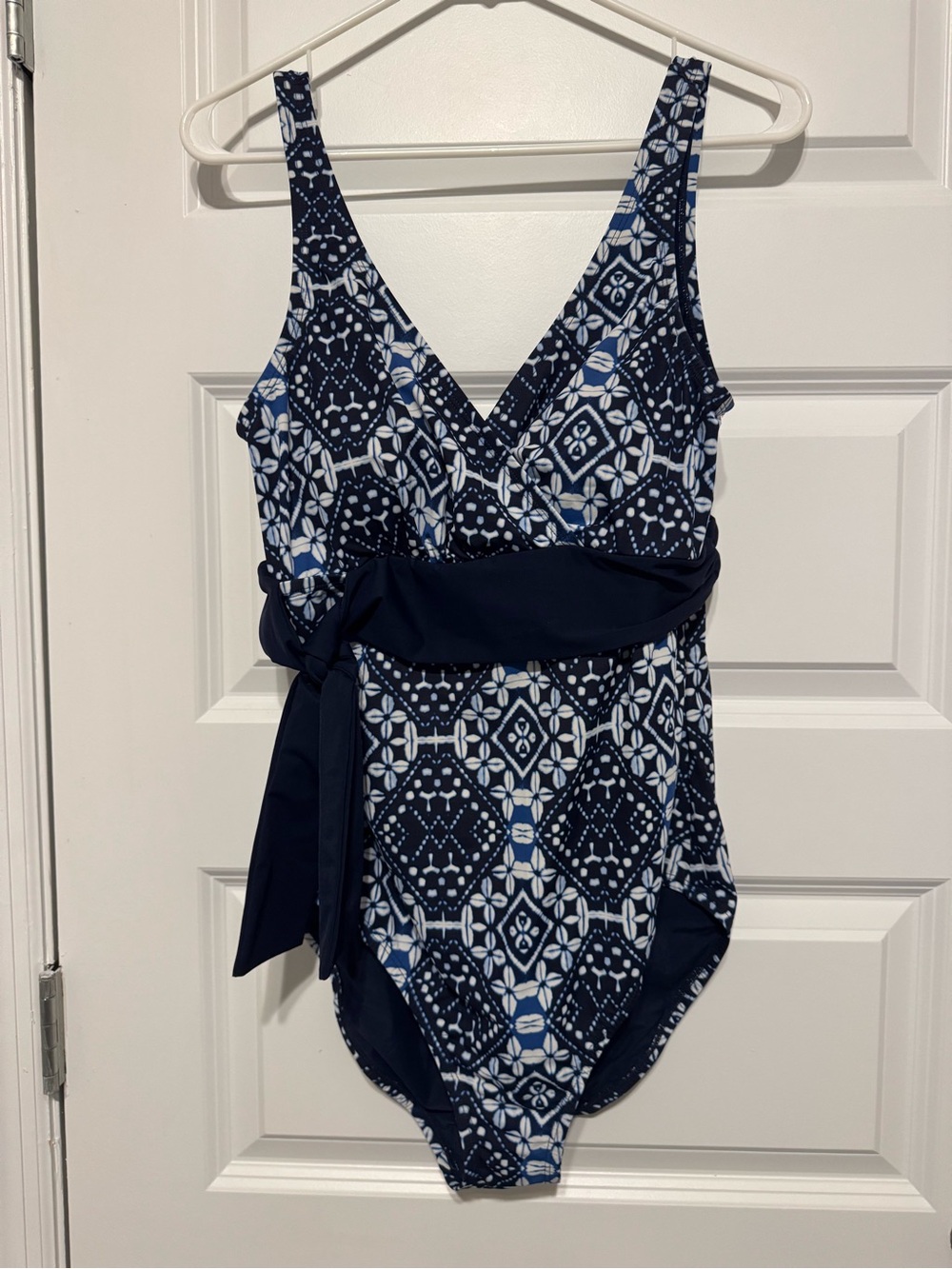 Tommy Bahama Navy and White Floral One-Piece Swimsuit